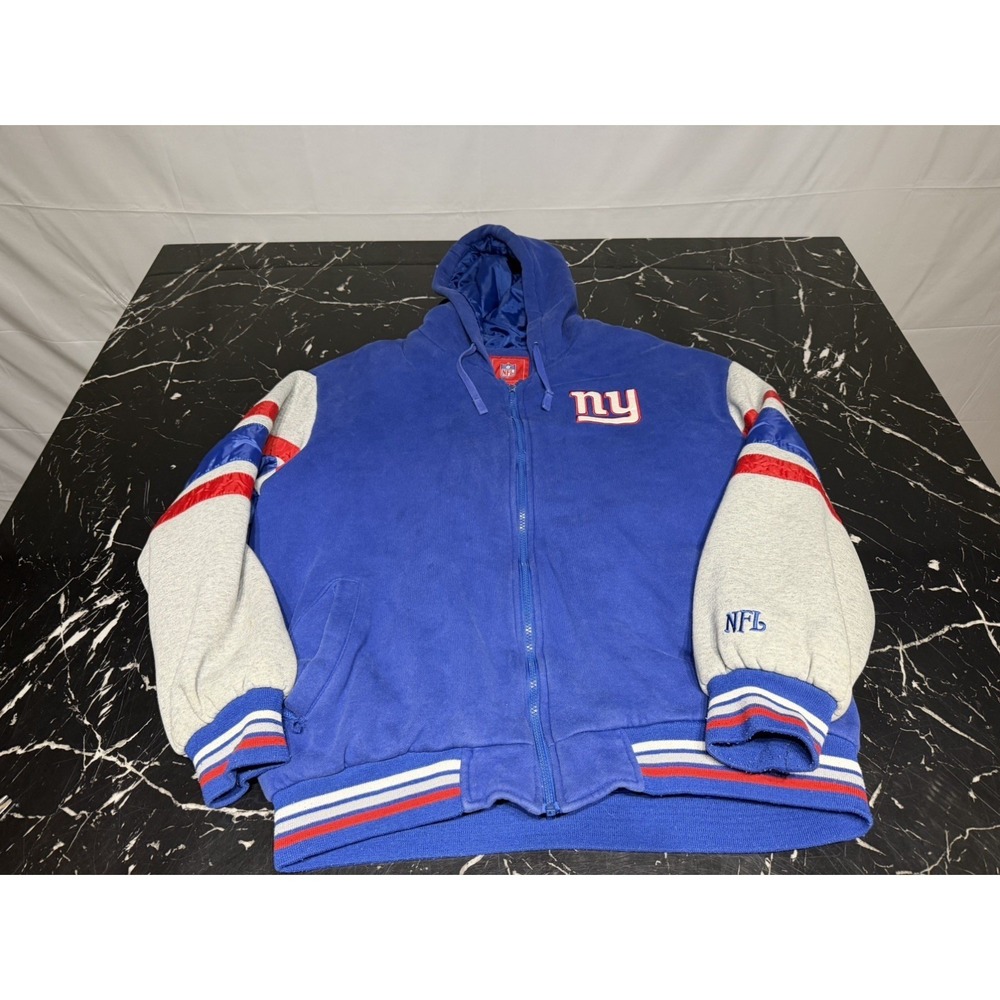 NFL New York Giants Vintage Full Zip Hoodie Jacket Blue Grey Mens XL